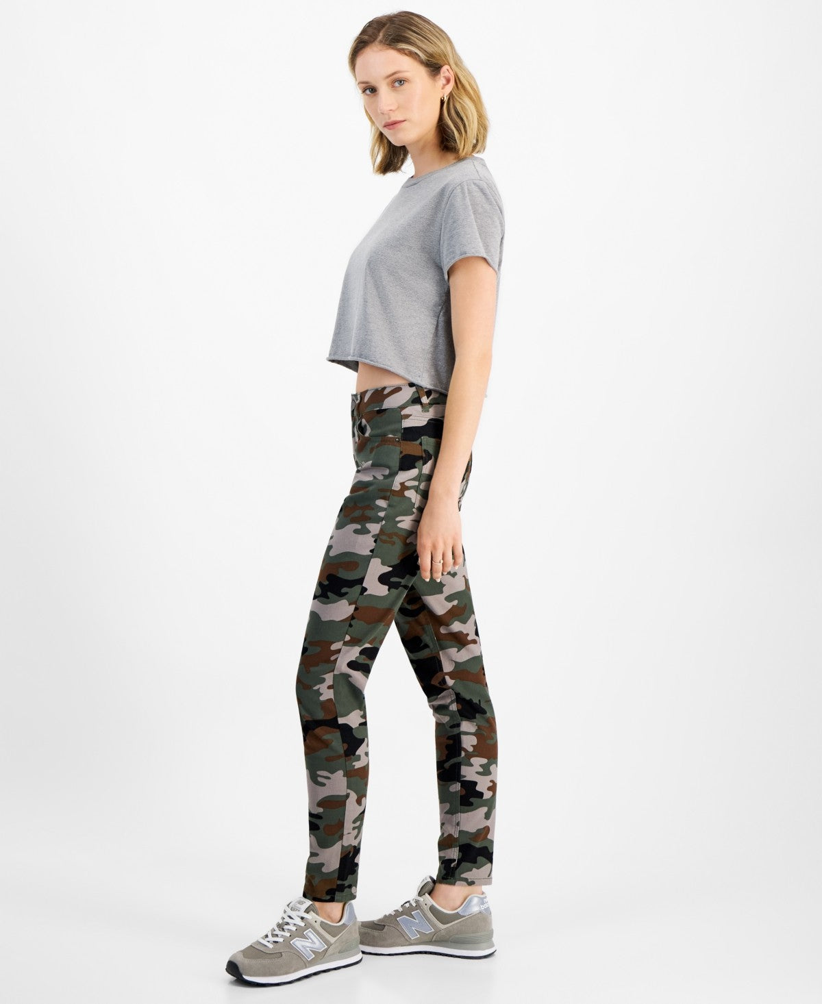 Tinseltown Juniors' Vintage Camo High-Rise Skinny Jeans