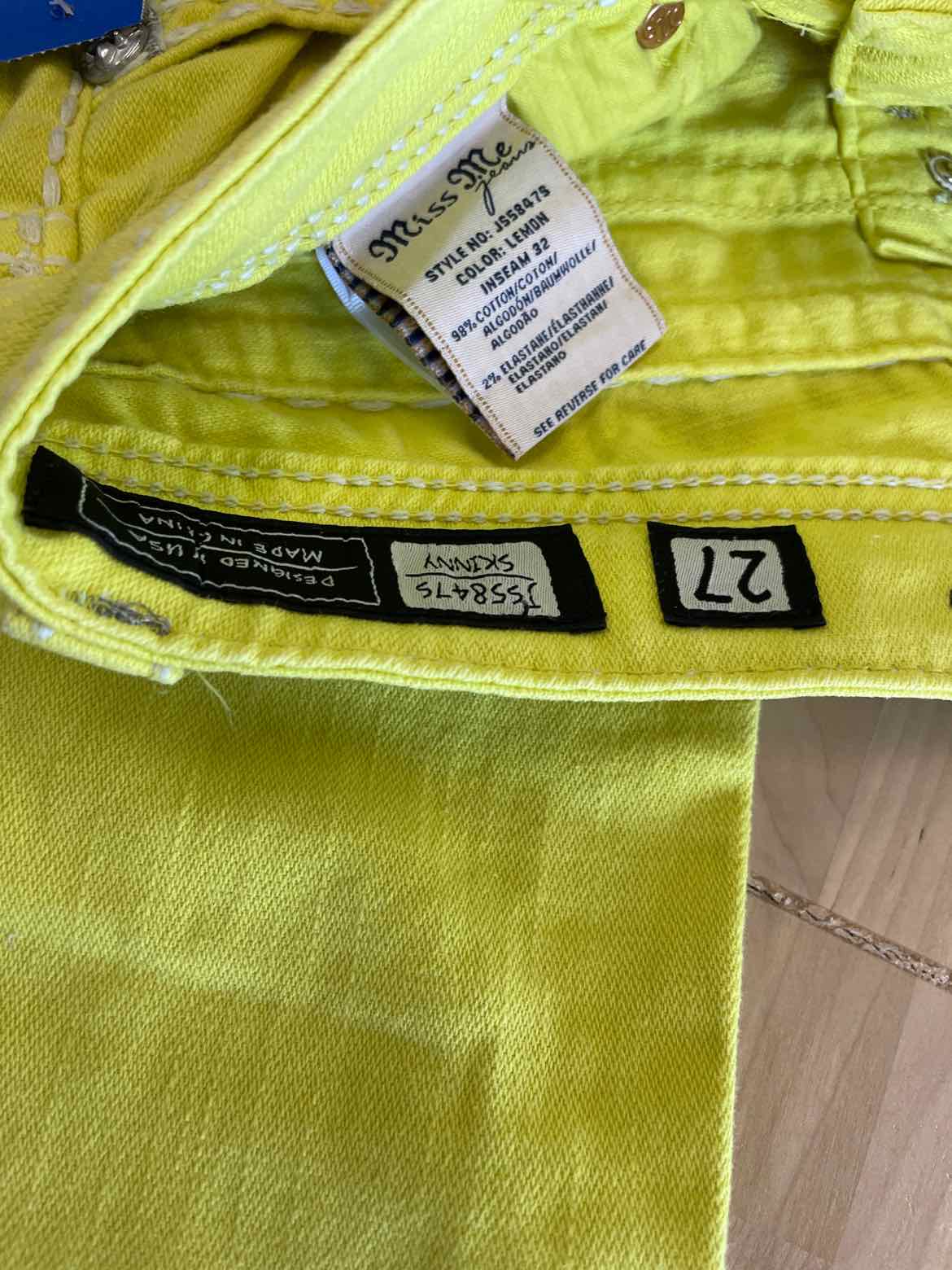 Miss Me Size 27 Yellow Jeans