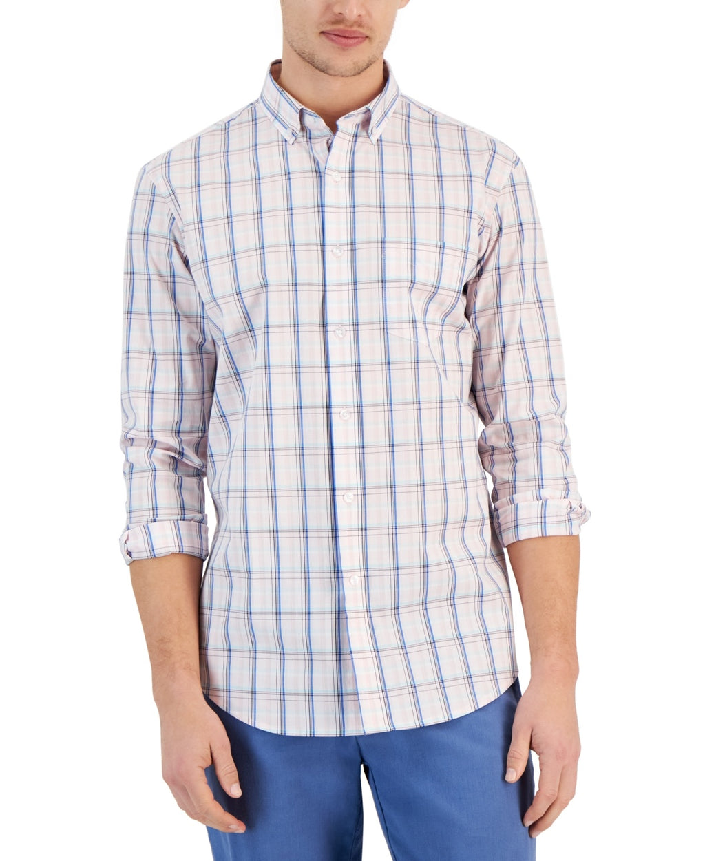 Club Room Men's Quincy Plaid Button-Down Poplin Shirt