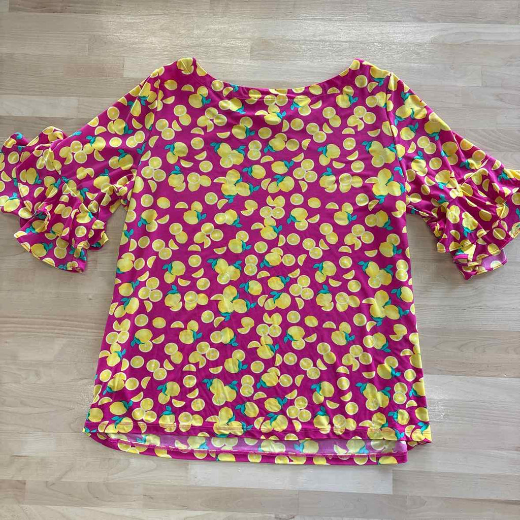 Pappagallo Size L Pink & Yellow Blouse