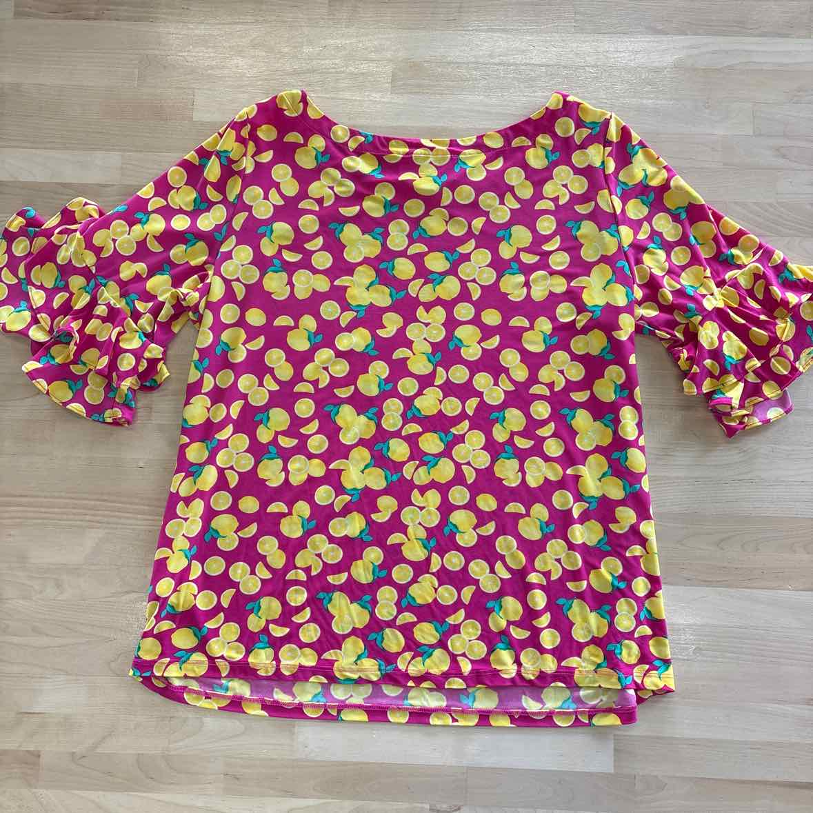 Pappagallo Size L Pink & Yellow Blouse