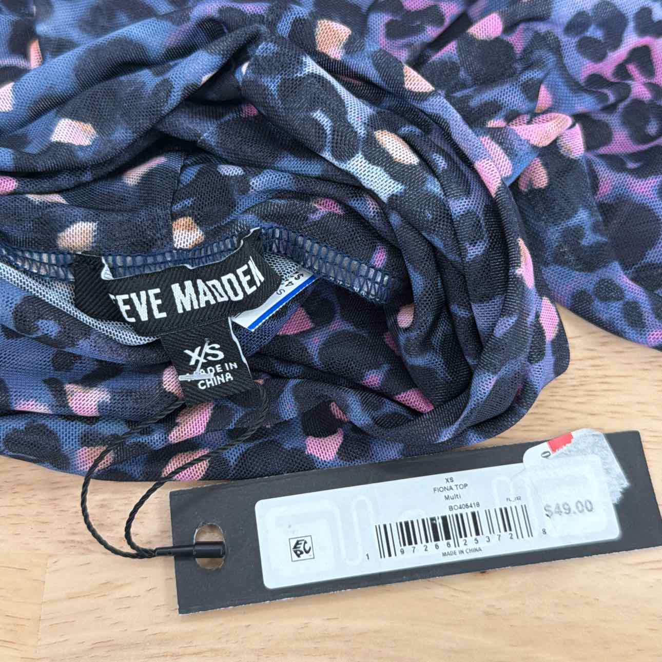 Steve Madden Size XS Fiona Mesh Turtleneck Top