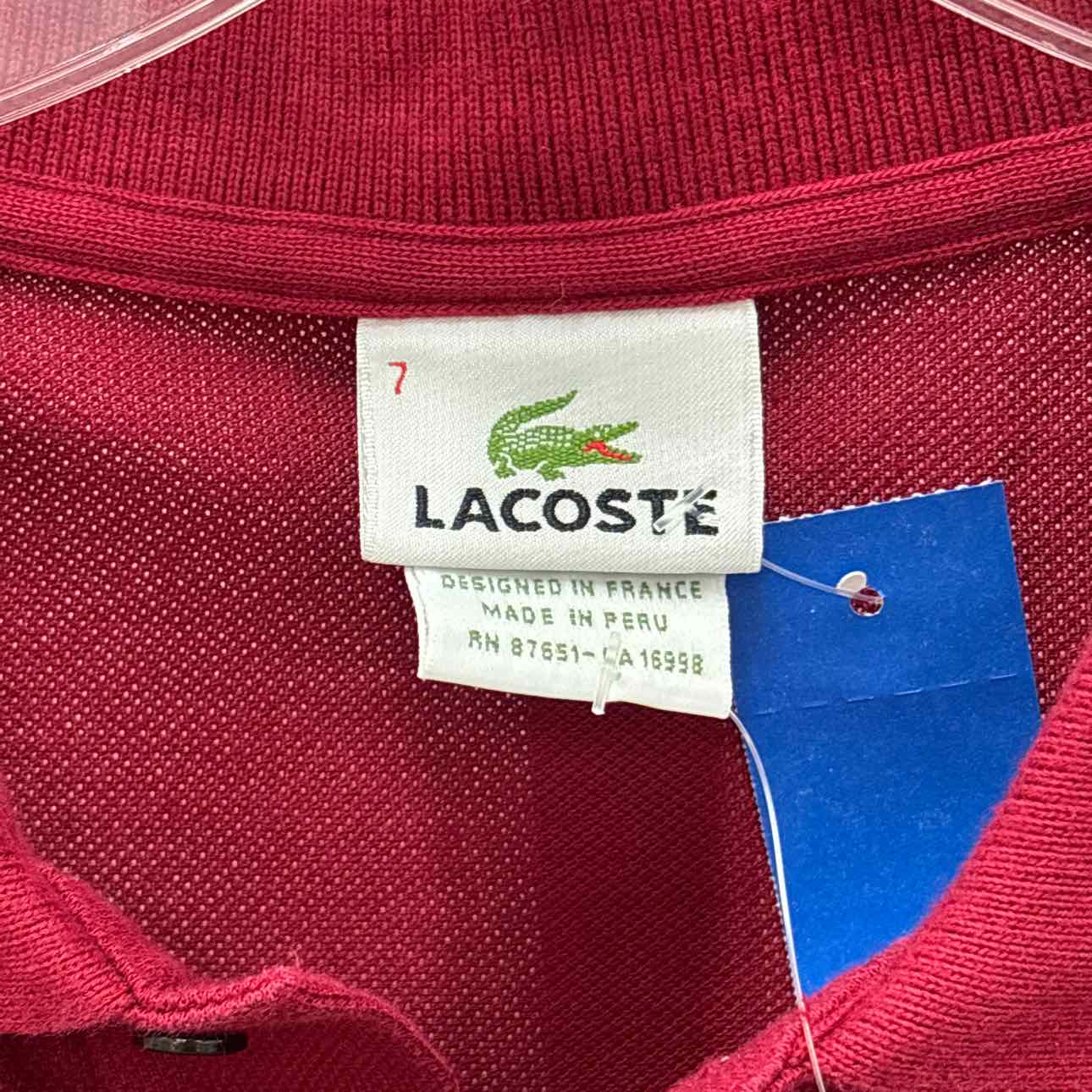Lacoste Size L Men's Classic Pique 100% Cotton Short Sleeve Polo
