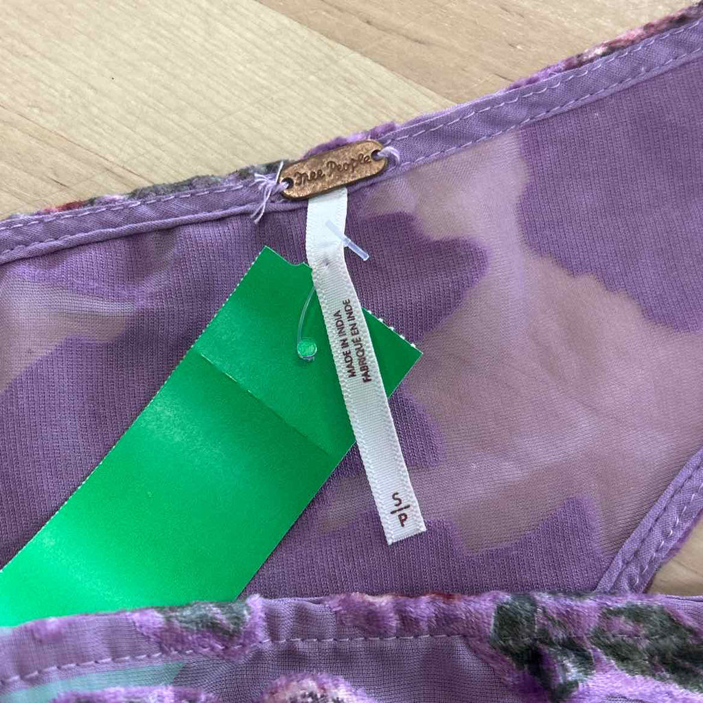 Free People Size S Purple Velvet Mesh Preloved Tank
