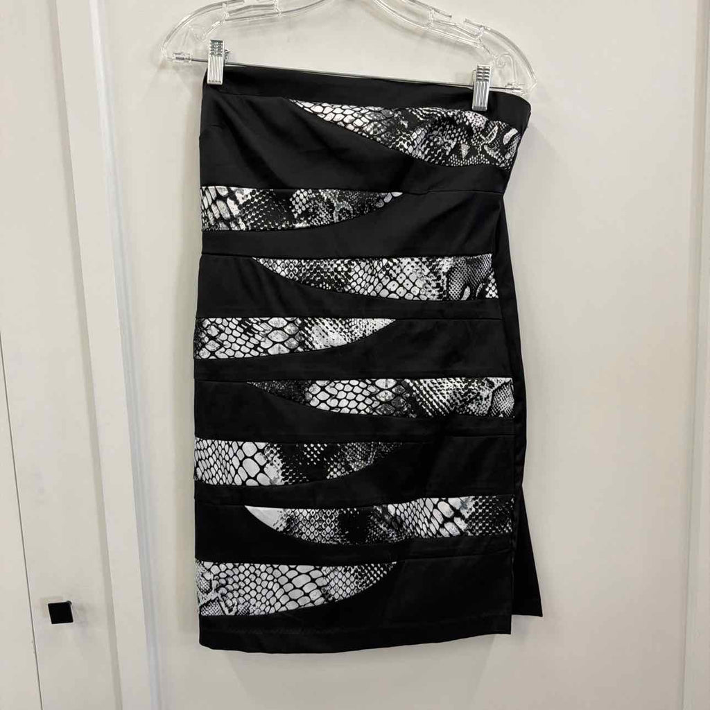 Size 11 Black/White Polyester Cotton Preloved Dress