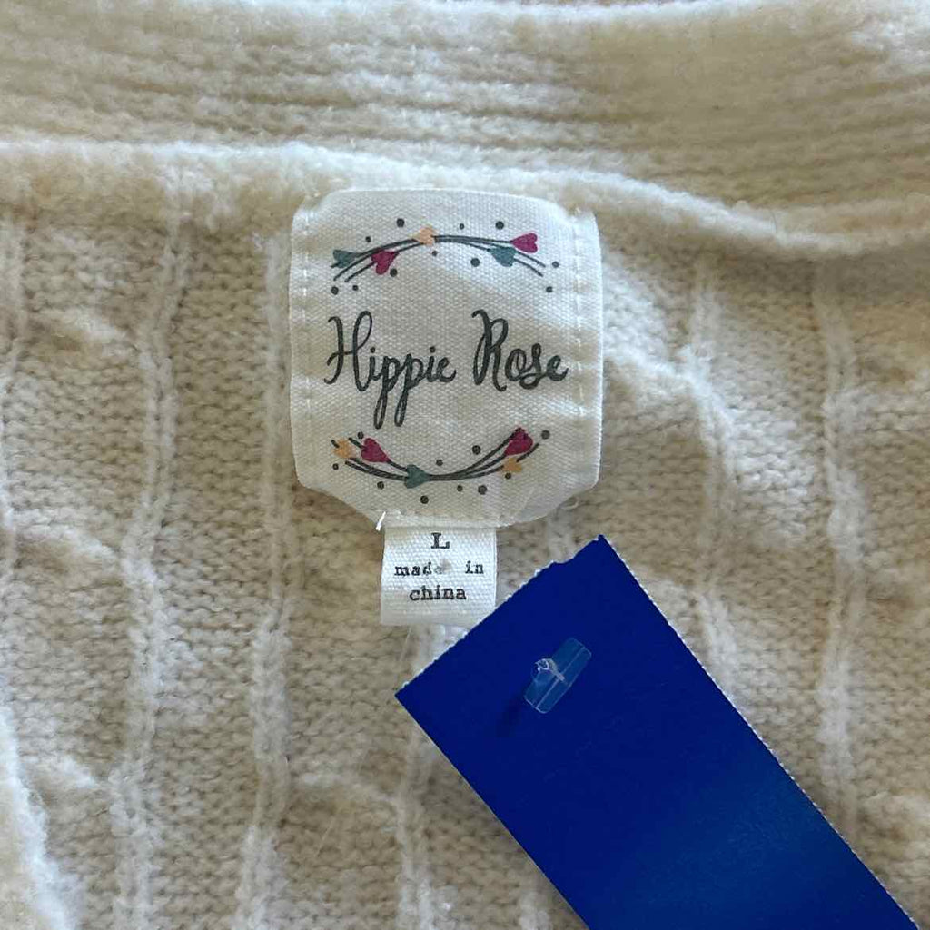 hippie rose Size L Cream Knit Cardigan