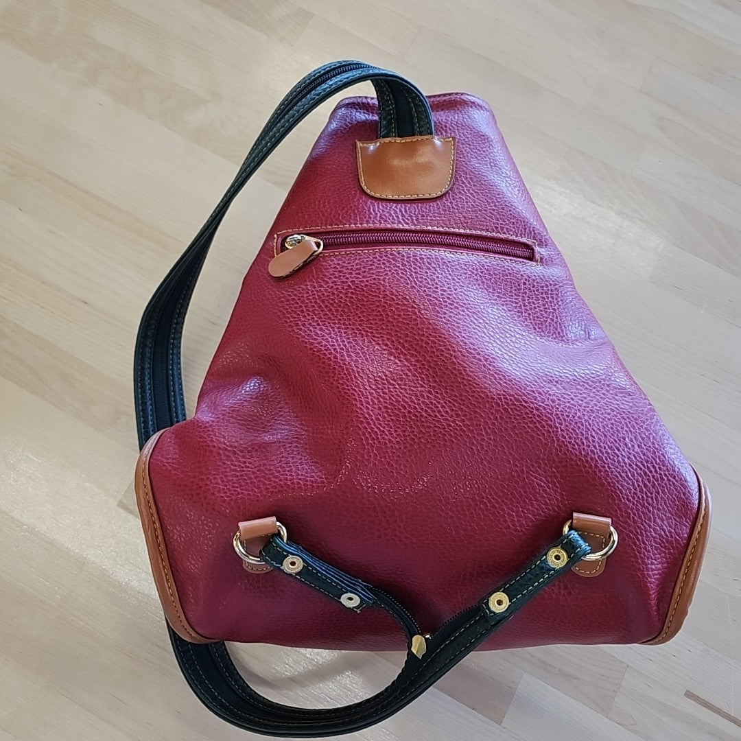 Alfred Sung Red & Blue Faux Leather Backpack Handbag