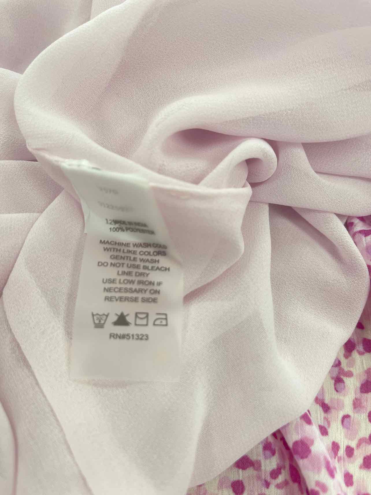 Vince Camuto Size M Printed Flutter-Sleeve Handkerchief Dress - Violet Blush