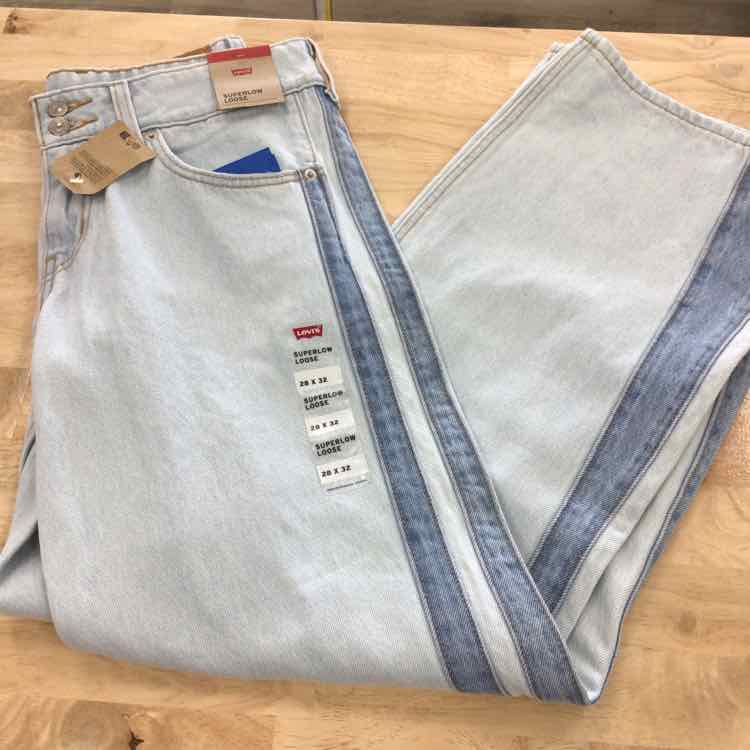 Levi's Size 28x32 Superlow Straight-Leg Loose Jeans - Stripe Hype