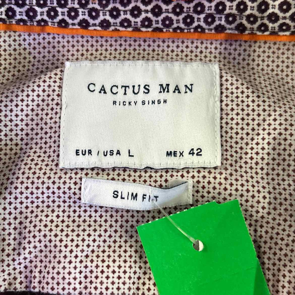 Cactus Man Size L Burgundy Preloved MENS Button Down Shirt