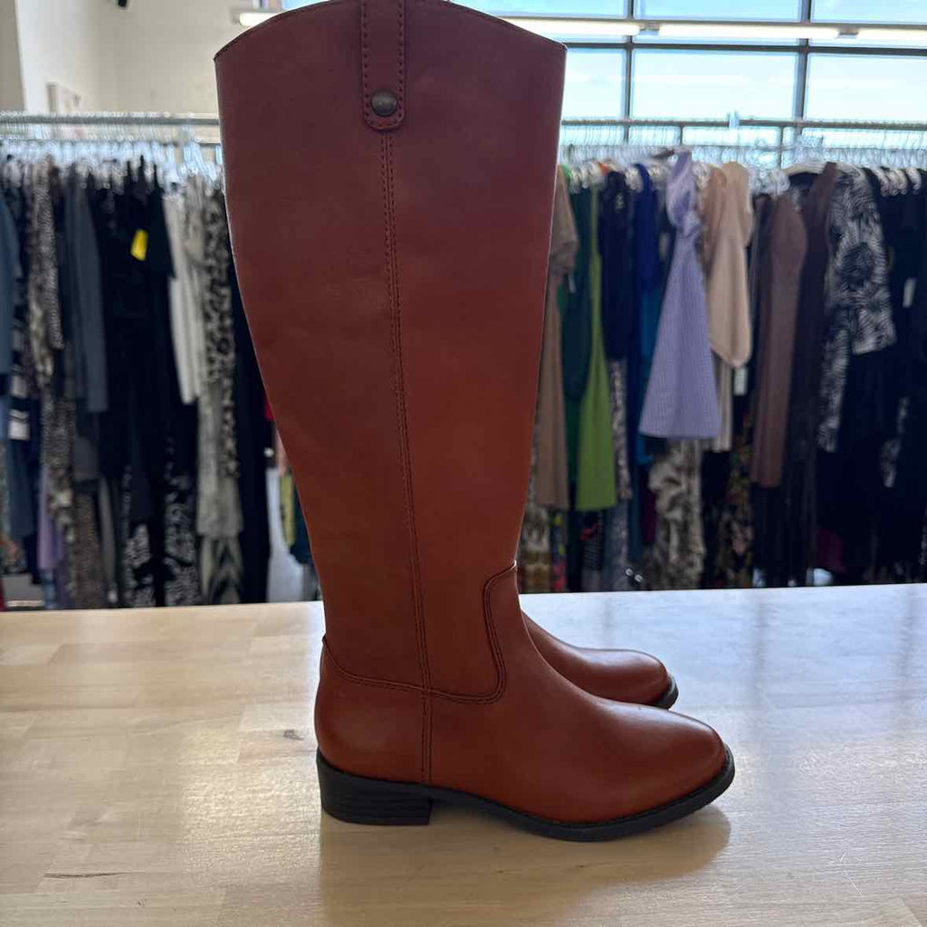 INC Size 6  Rust Leather Boots Inc Womens Brown Goring Fawne