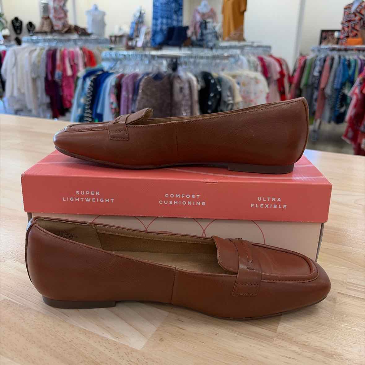 Easy Spirit Nadira Women's Flat Shoes Medium Brown Leather