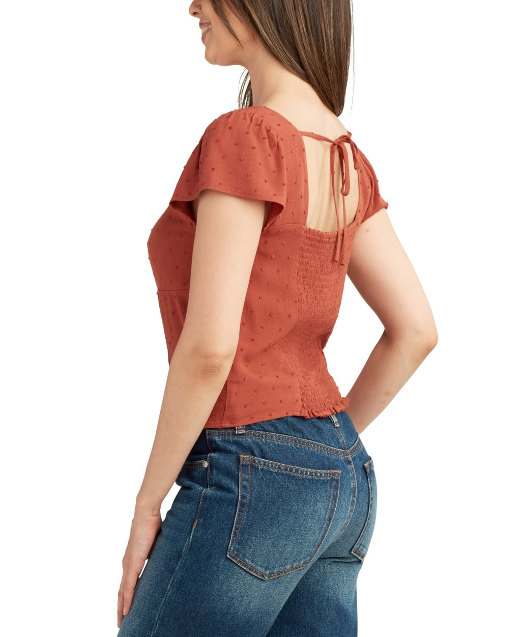 BCX Size XL Clip-Dot Sweetheart-Neck Top