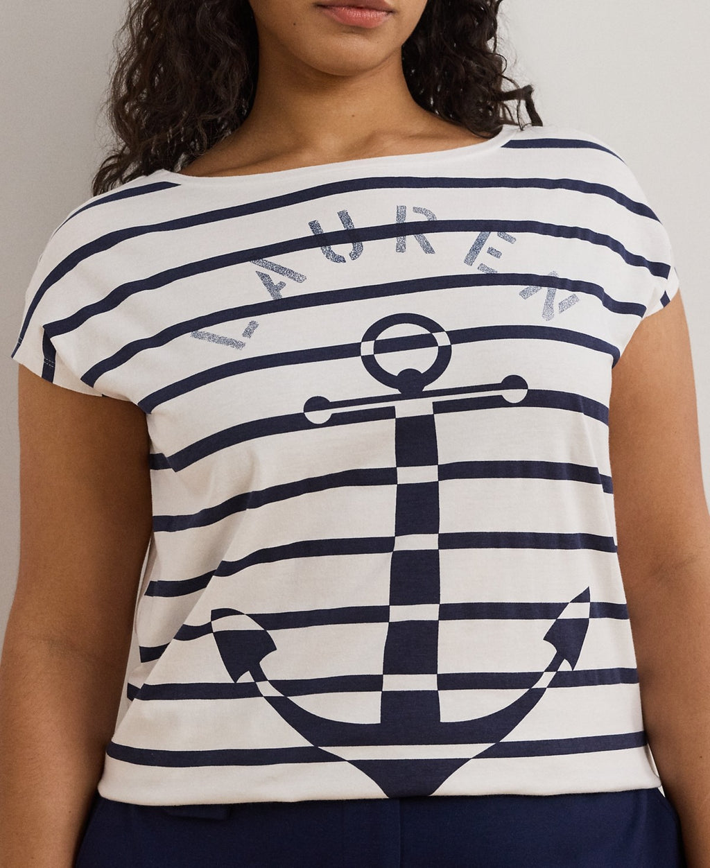 Ralph Lauren Size 1X White/Blue T-shirt