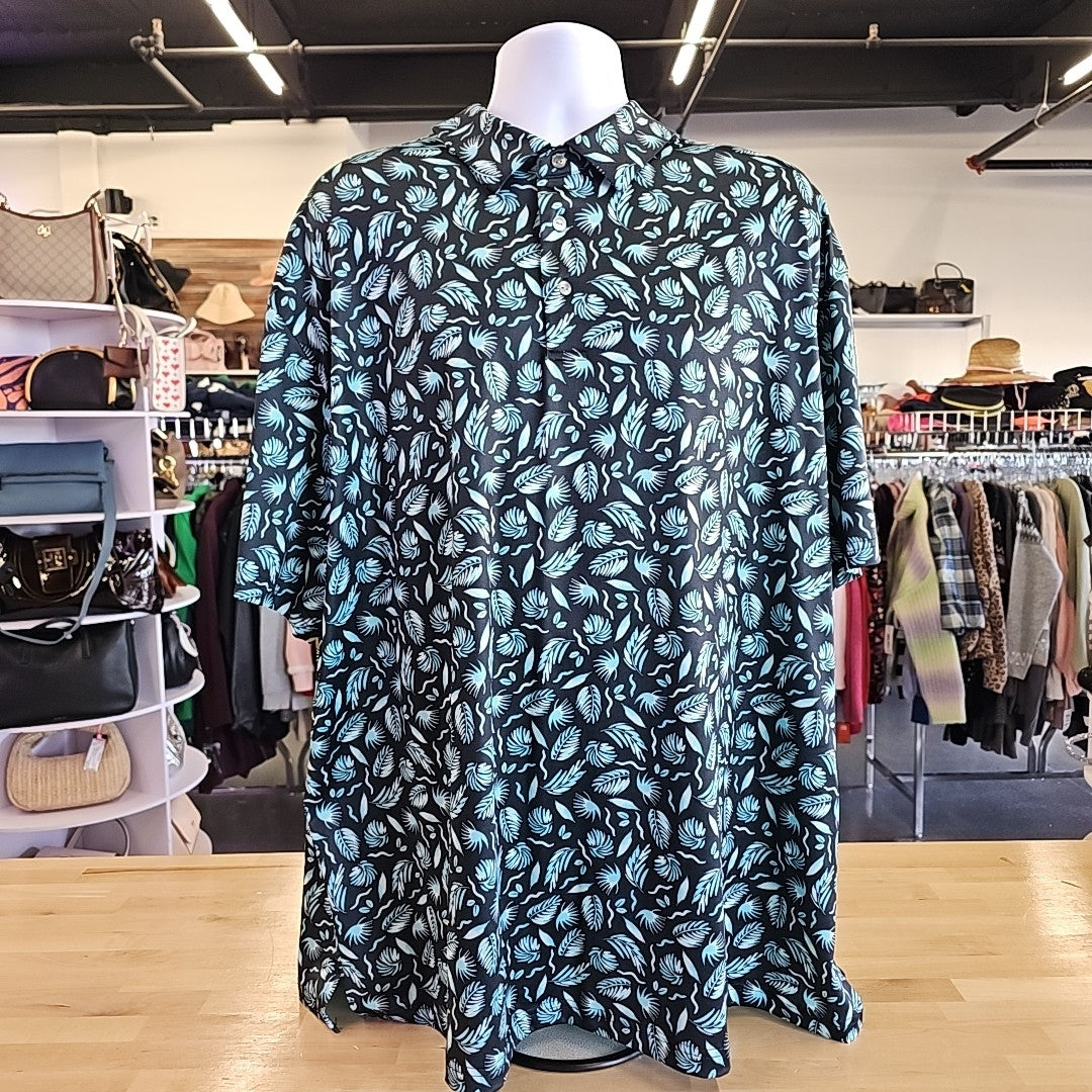 Ben Hogan Size 3XL Turquoise Print Preloved MENS Short Sleeve Shirt