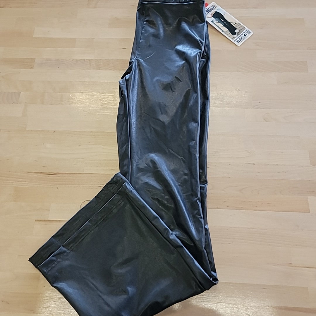 Rewash Size L Black Vegan Leather Pull on Flare Pants