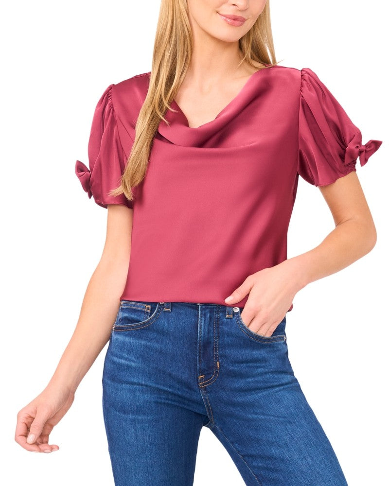 CeCe Size M Burgandy Satin New Blouse