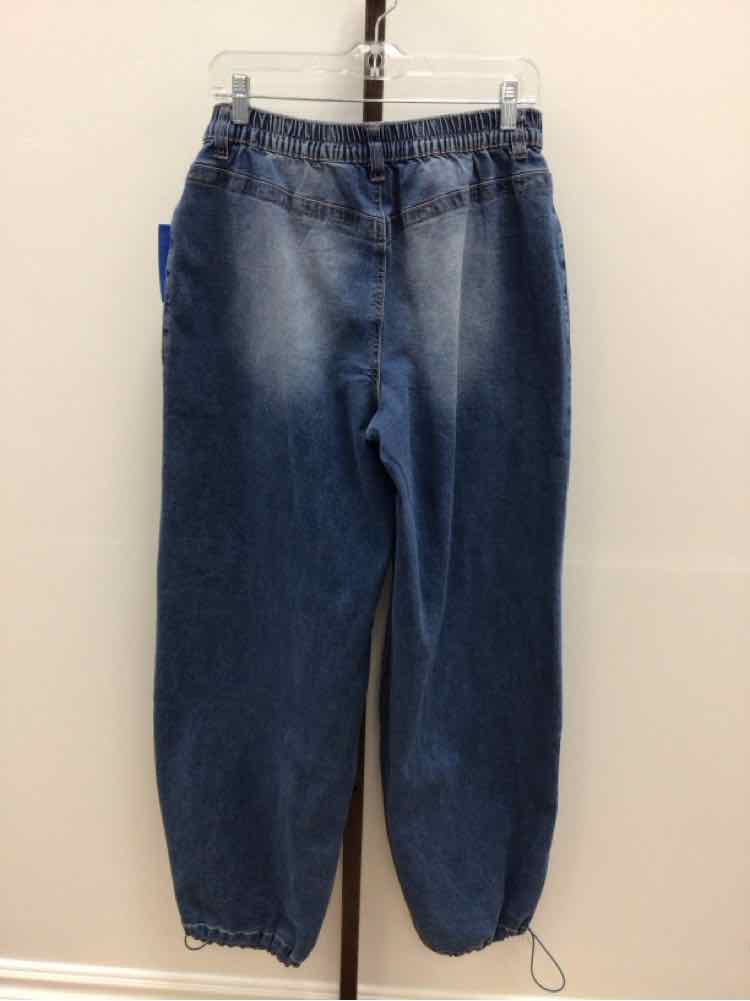 Madden Girl Size L High-Rise Parachute Cargo Pants - Medium Wash