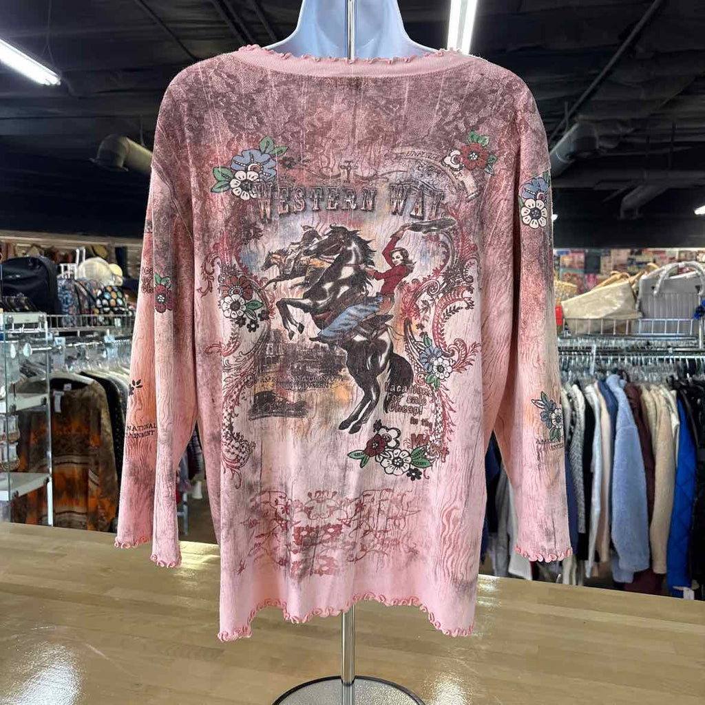 Cactus Bay Size XL Pink Preloved T-Shirt LS