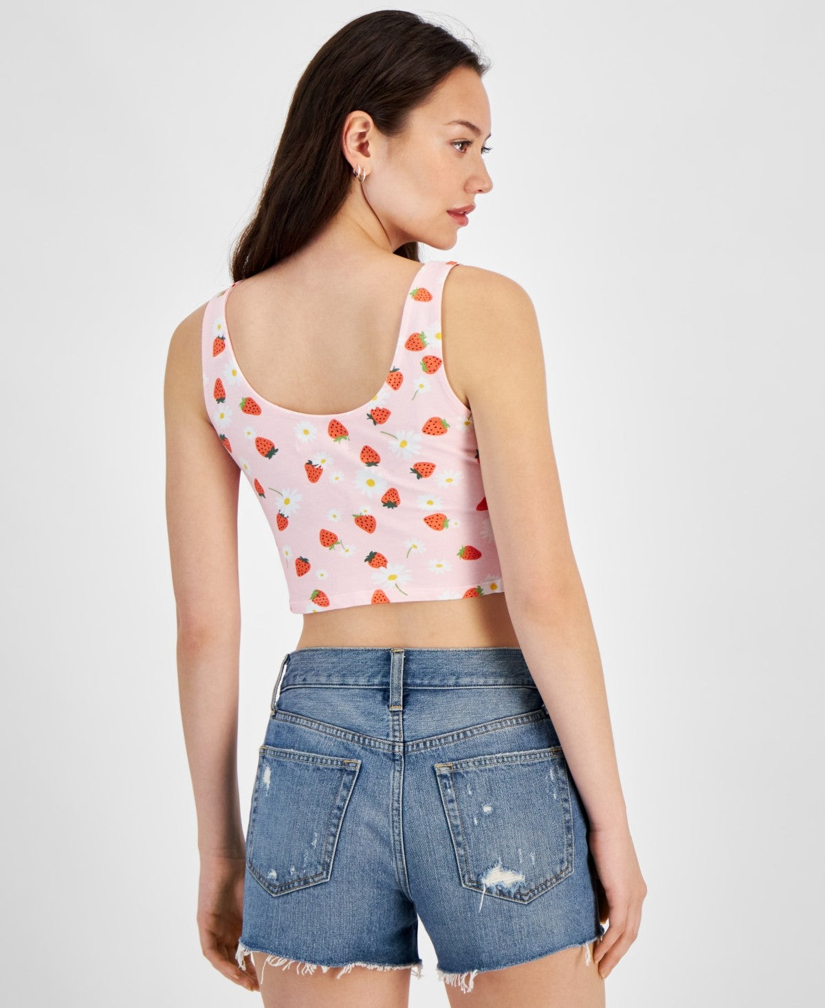 Grayson Threads, the Label Juniors' Cropped Strawberry-Print Top - Pink