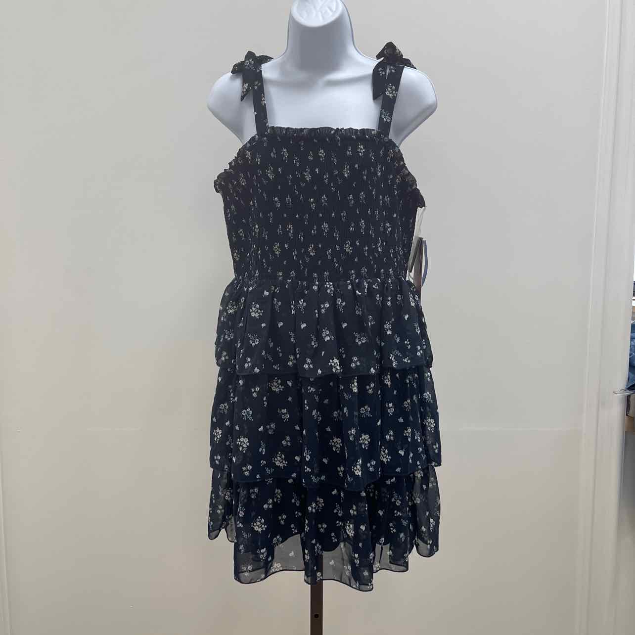 Celebrity pink Size L Juniors' Floral-Print Smocked Tiered Chiffon Mini Dress -