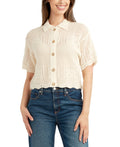 Bcx Juniors' Short-Sleeve Scalloped Cardigan Sweater - Ivory