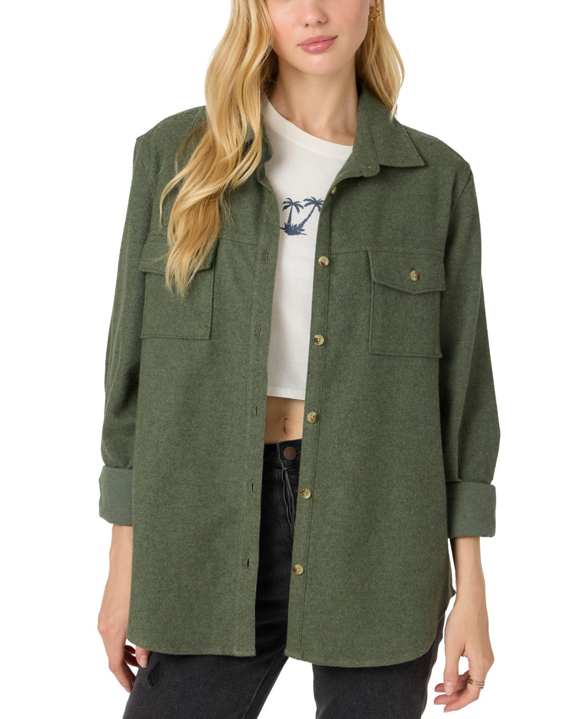 Oneill Size XL Green New Button Down LS