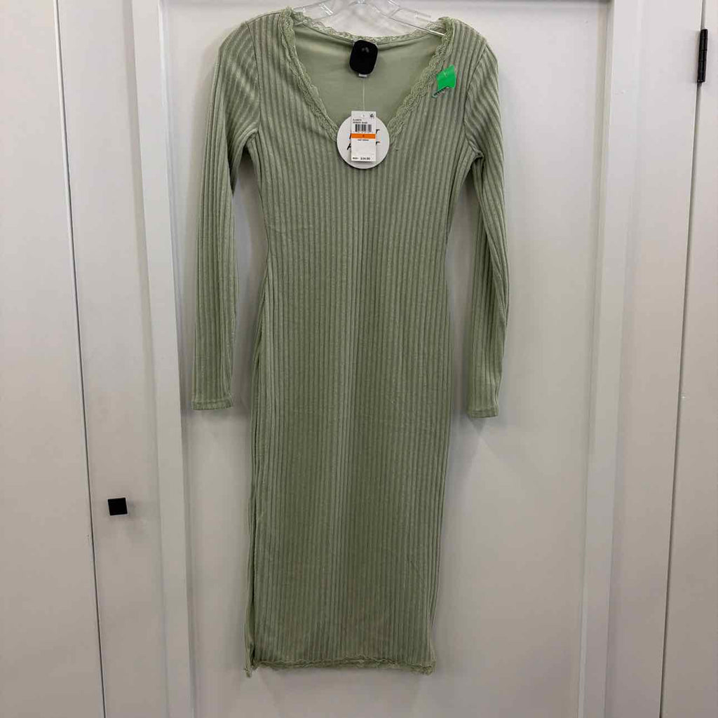Planet Heart Juniors' Rib-Knit Long Sleeve MIDI Dress - Desert Sage