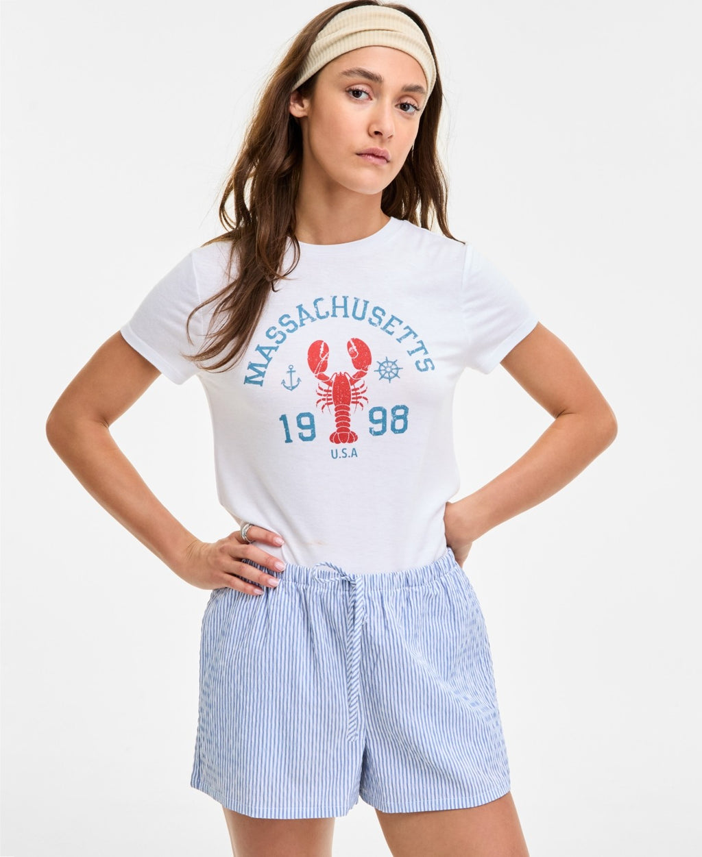 Rebellious One Size XS Lobster Graphic T-Shirt - White Lobster