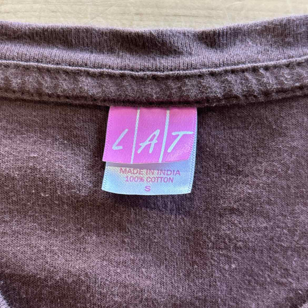 LAT Size S Brown Cotton Preloved T-Shirt LS