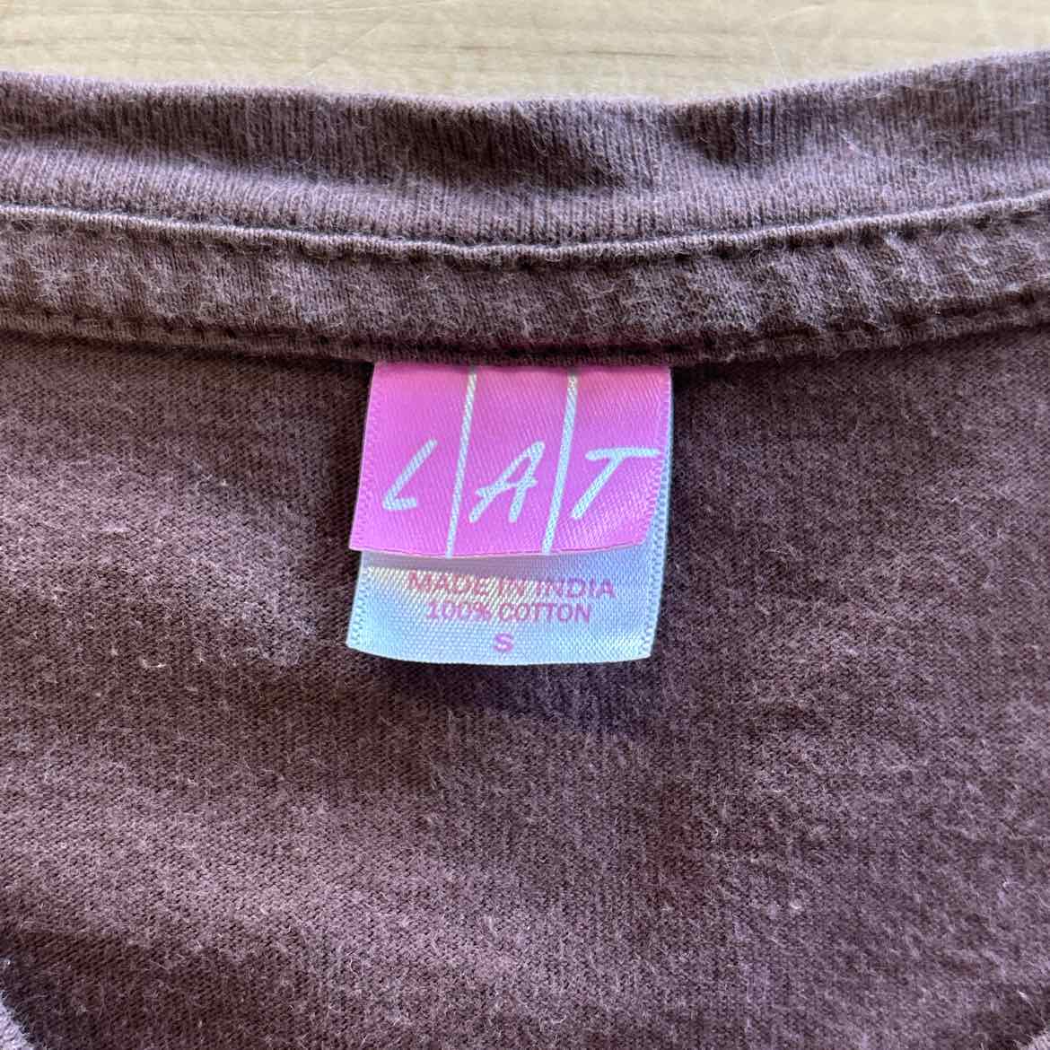 LAT Size S Brown Cotton Preloved T-Shirt LS