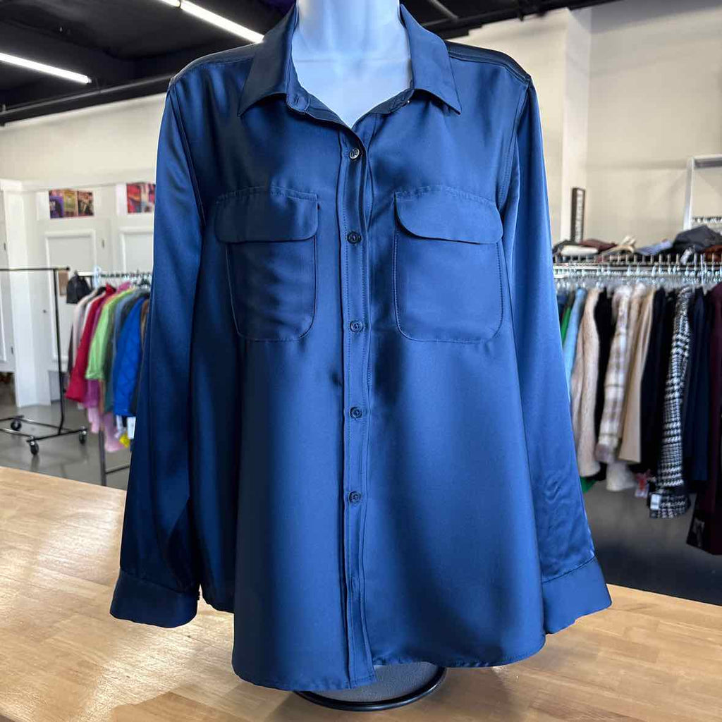 Alfani Size L Blue Button Down Shirt