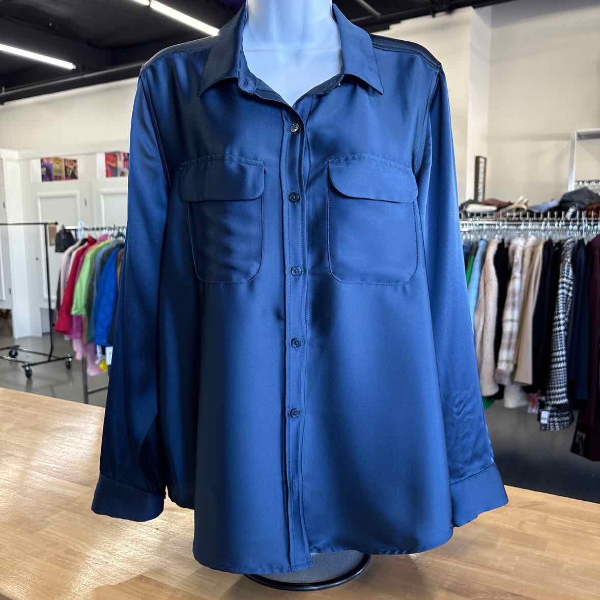 Alfani Size L Blue Button Down Shirt