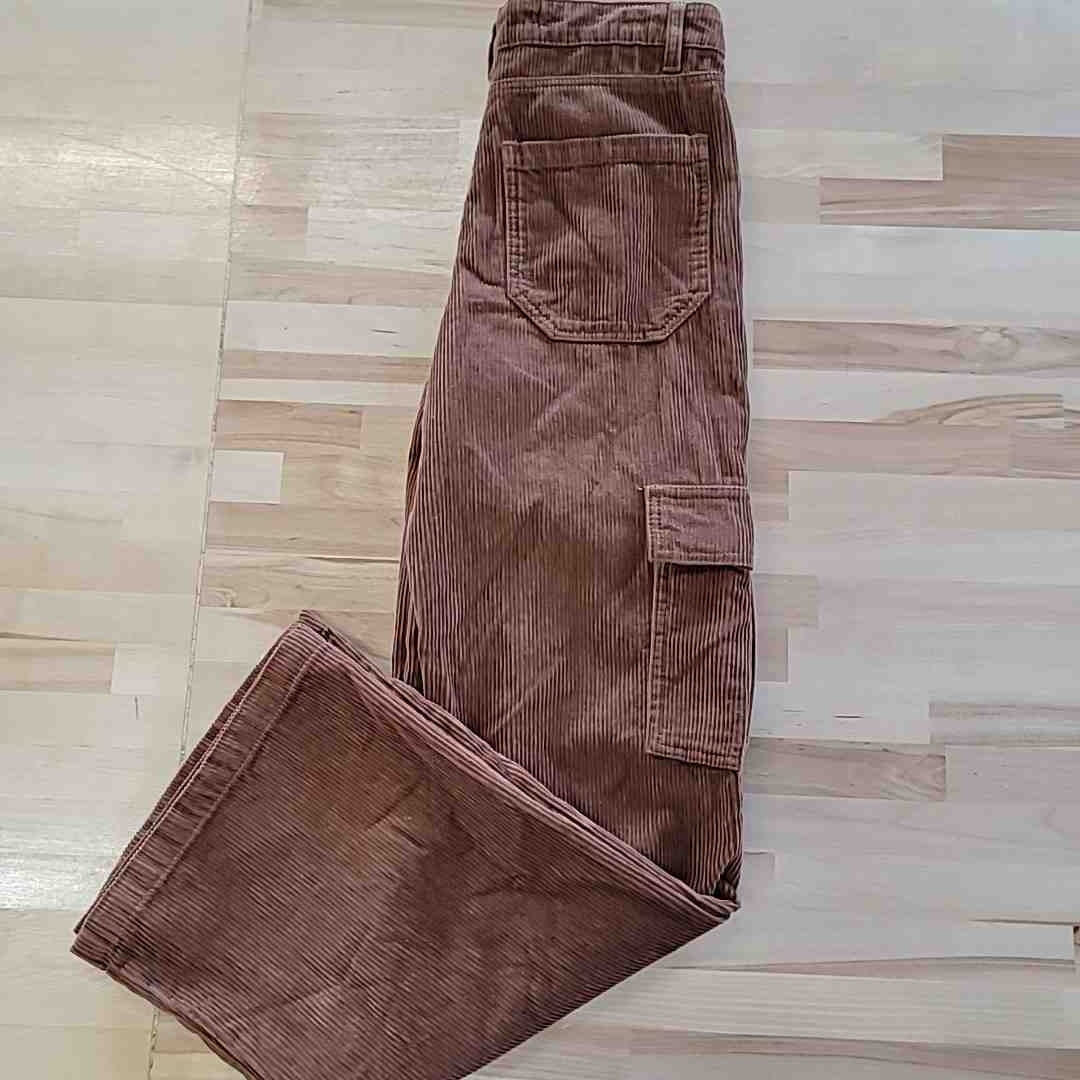 tinceltown Size 5 Cotton Corduroy Low-Rise Cargo Jeans - Pecan
