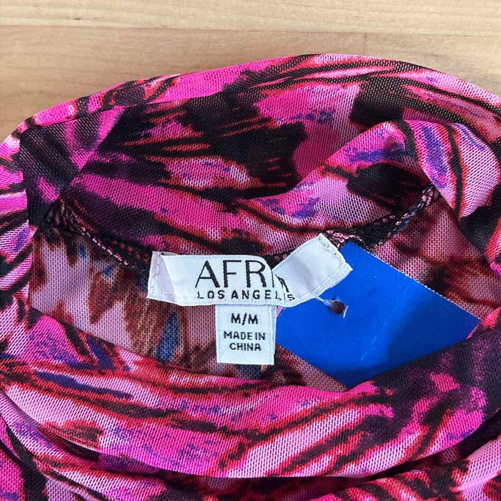 AFRM Size M Pink Print Blouse LS