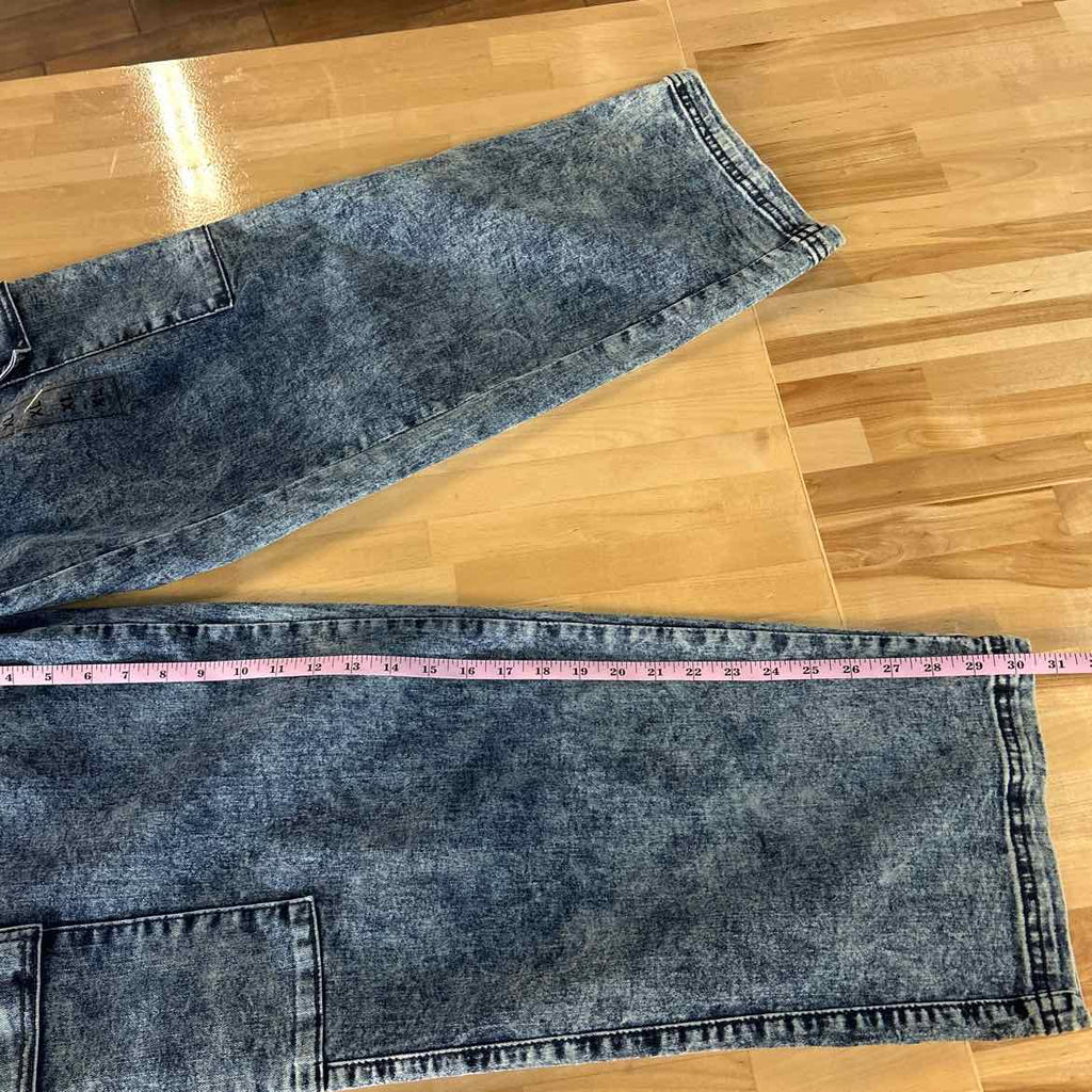 Madden Girl Size XL Wide-Leg Cargo Skater Jeans - Dark Wash