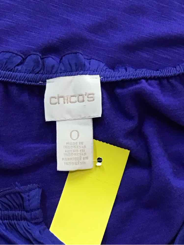 Chico's Size 0 (S) Blue Preloved Blouse LS