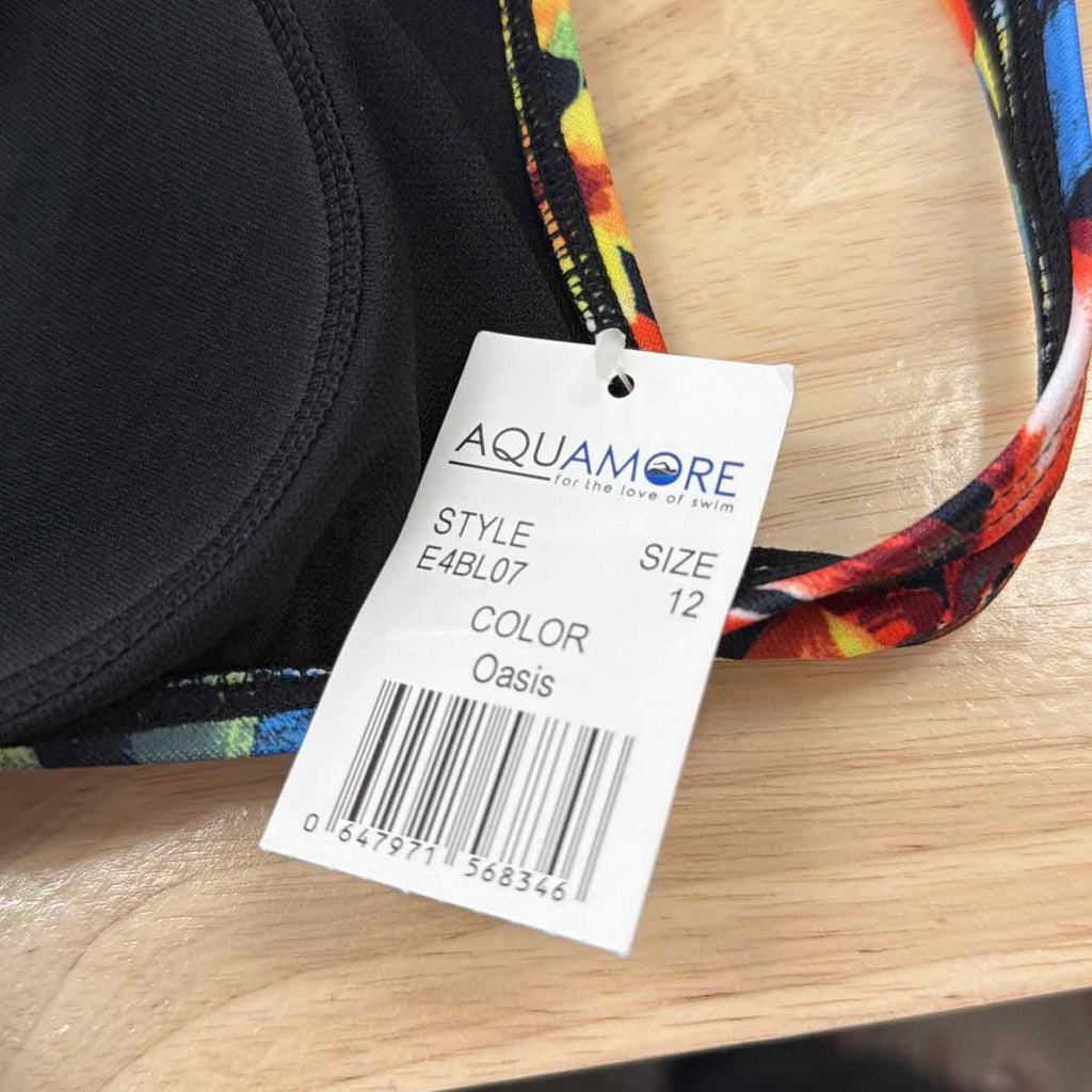 Aquamore Size 12 Multi-Bright New Swimsuit