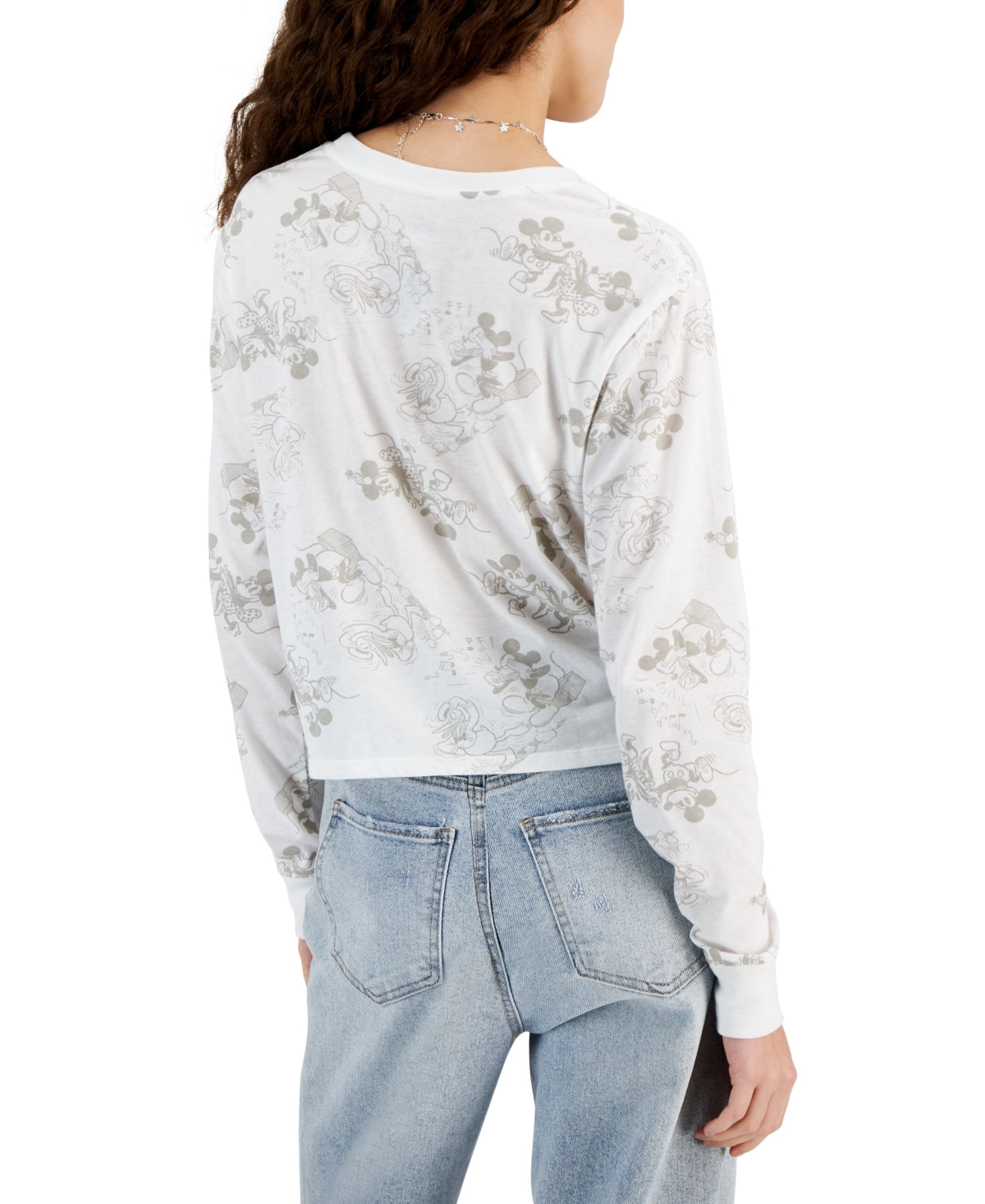 Disney Size XS white gray 100th Anniversary Long-Sleeve T-shirt NWT