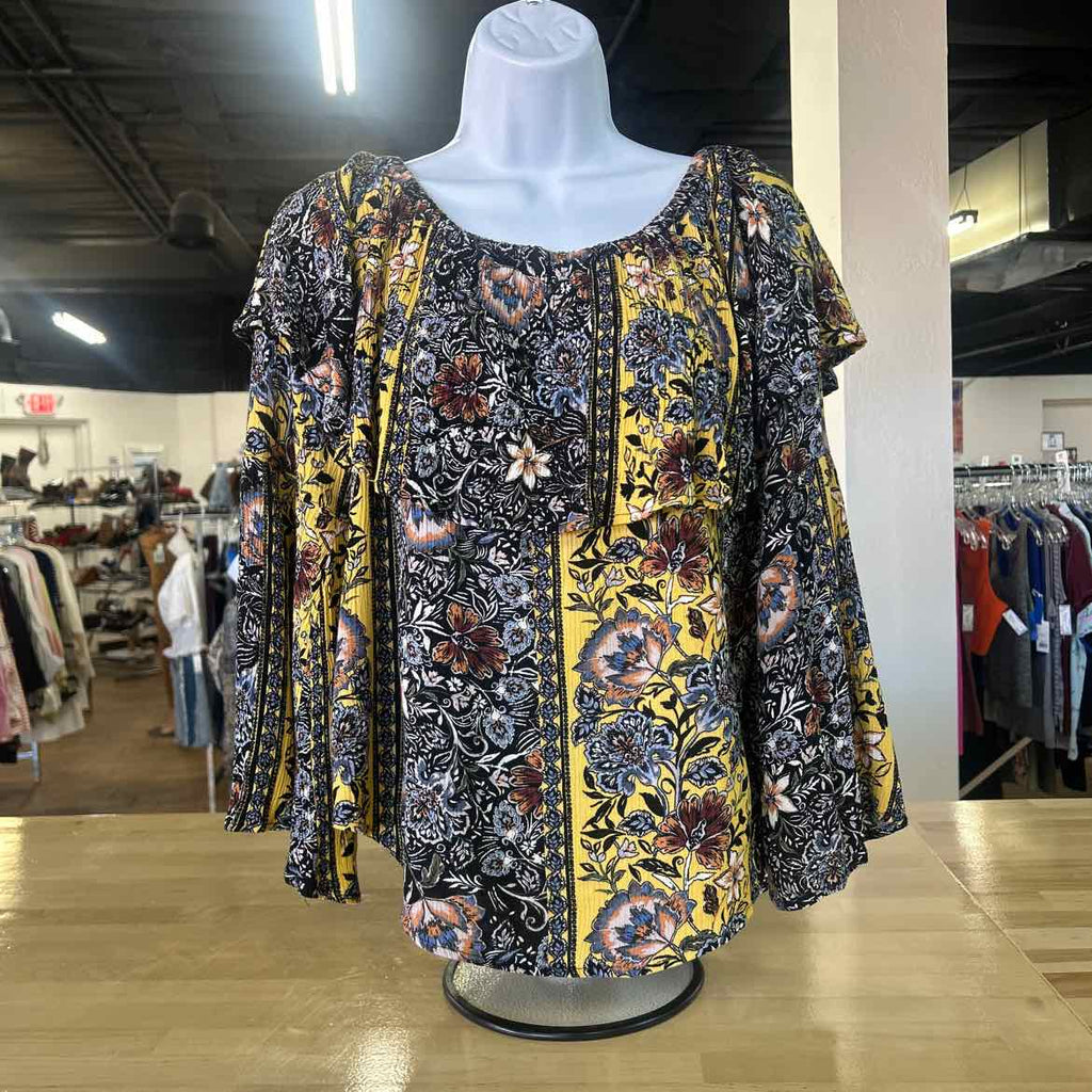 Shyanne Size M Black Yellow Preloved Blouse LS