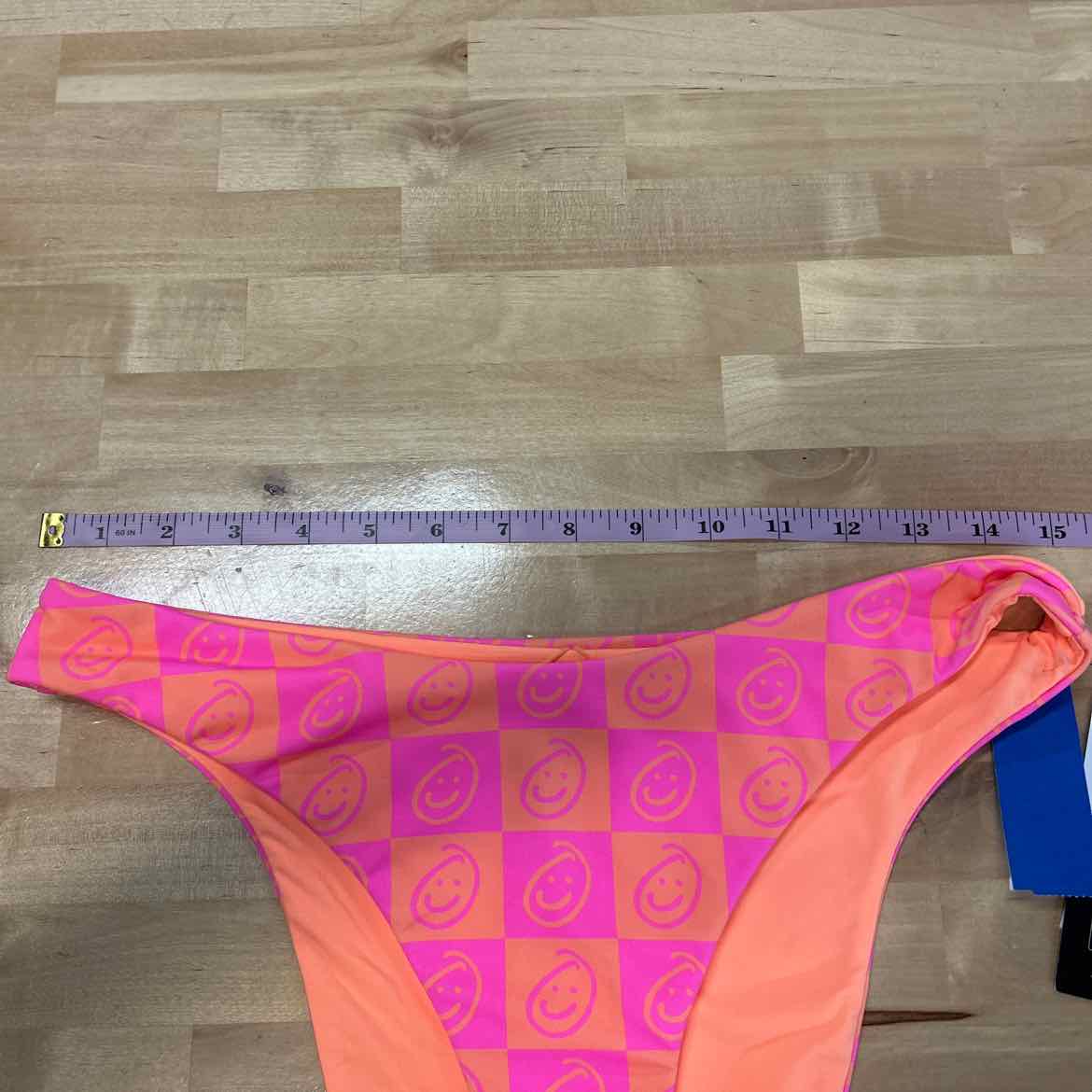 Hurley Size L Smiley Check Reversible Bikini Bottoms