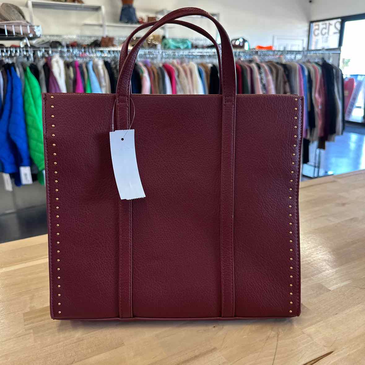 Style & Co. Burgundy Boxy Medium Tote Handbag