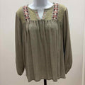 Hazel Size L Beige Rayon Lace Accent Preloved Blouse LS