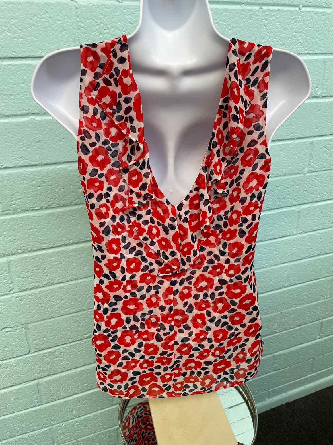 Cabi Size XS Red & Blue Sleeveless