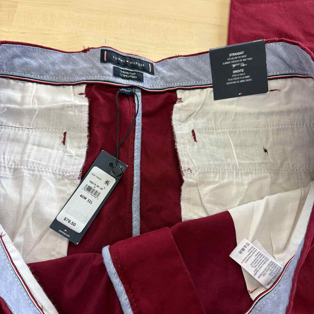 Tommy Hilfiger Men's Straight-Fit Denton Flex Chino Pants - Rouge