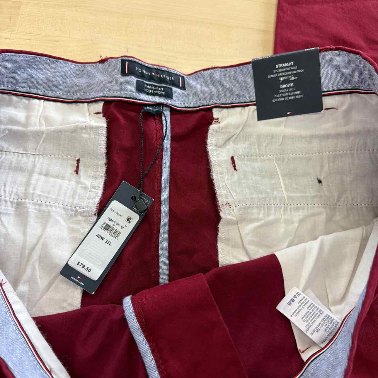 Tommy Hilfiger Men's Straight-Fit Denton Flex Chino Pants - Rouge