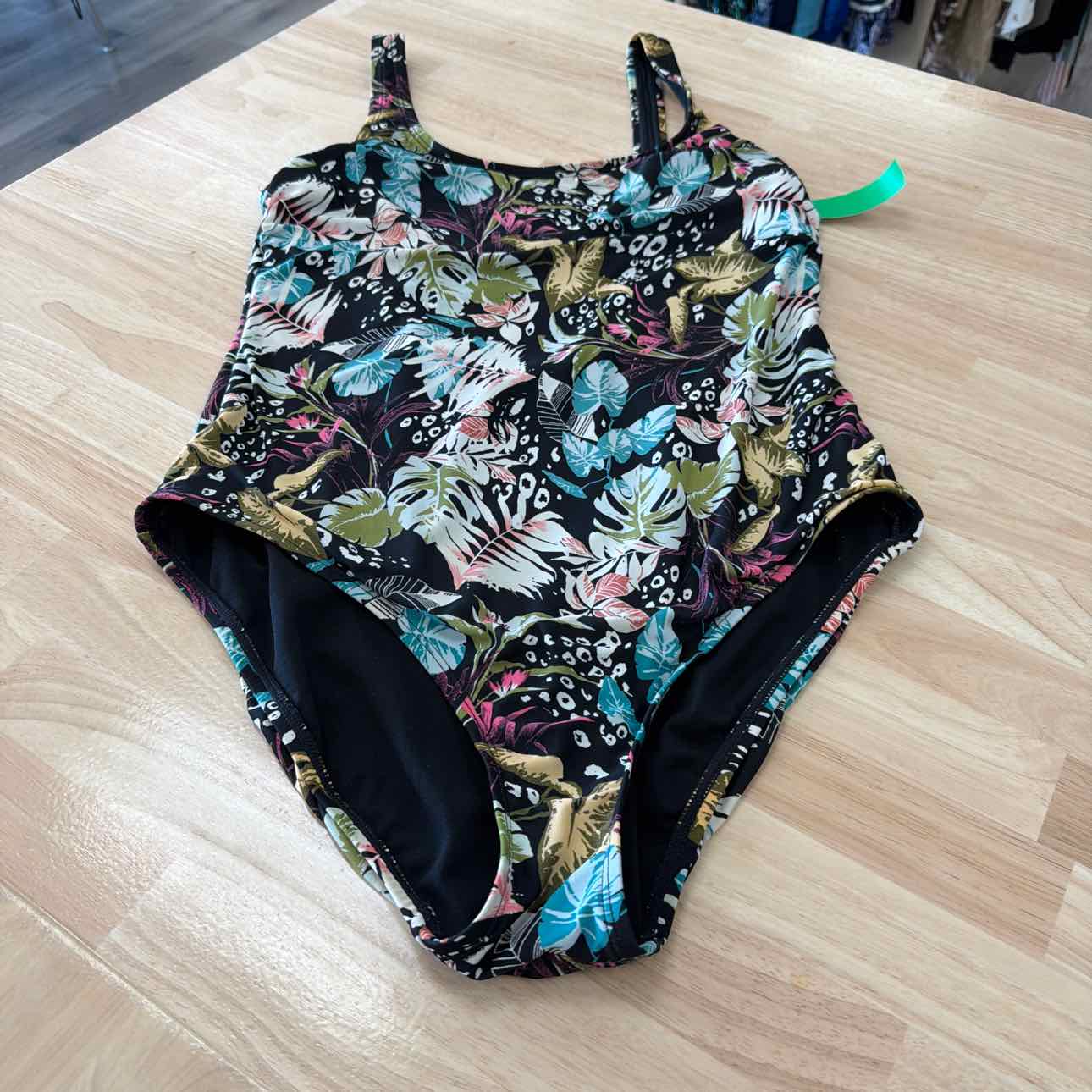 Ocean Pacific Size L Black & Aqua Swimsuit