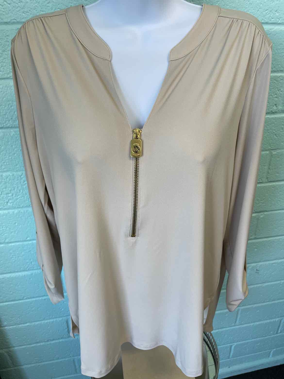 Kenneth Cole Size L Tan Blouse