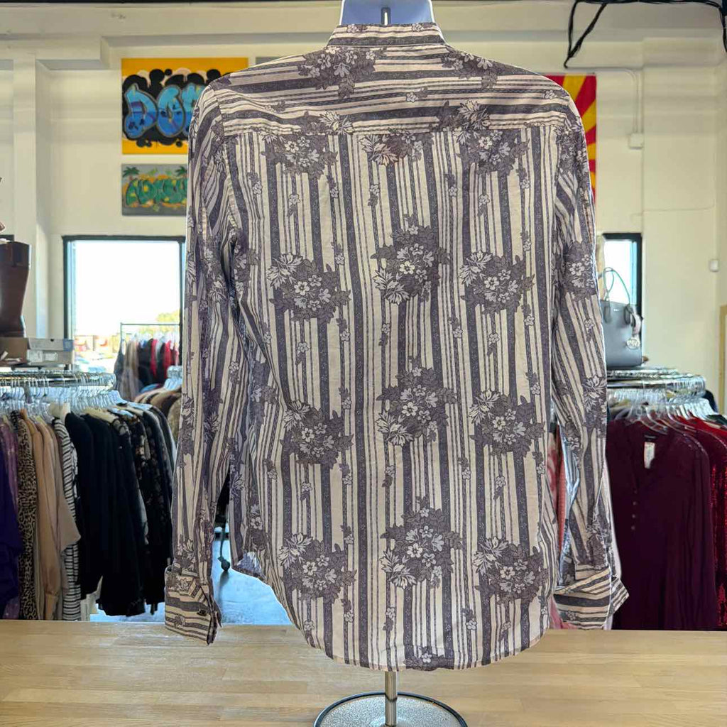 Size M White Purple Preloved MENS Button Down Shirt