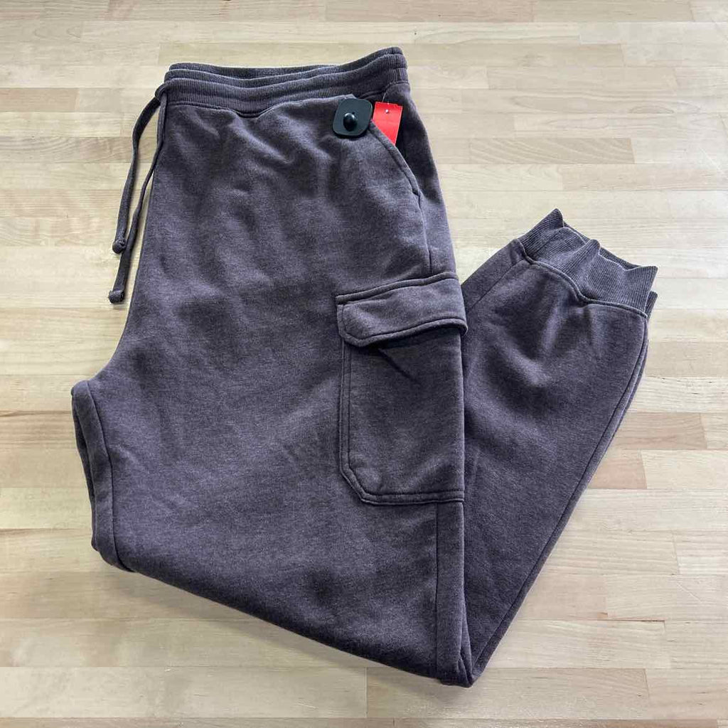 Lazer Men's Relaxed Fit Drawstring Burnout Fleece Cargo Jogger Pants
